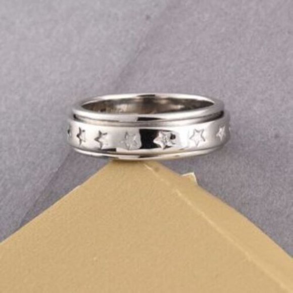 Spinner Band Ring Sterling Silver Stars 6.20 Grams - Picture 4 of 5